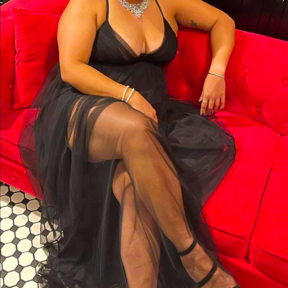 Black Sexy Deep V neck Dress